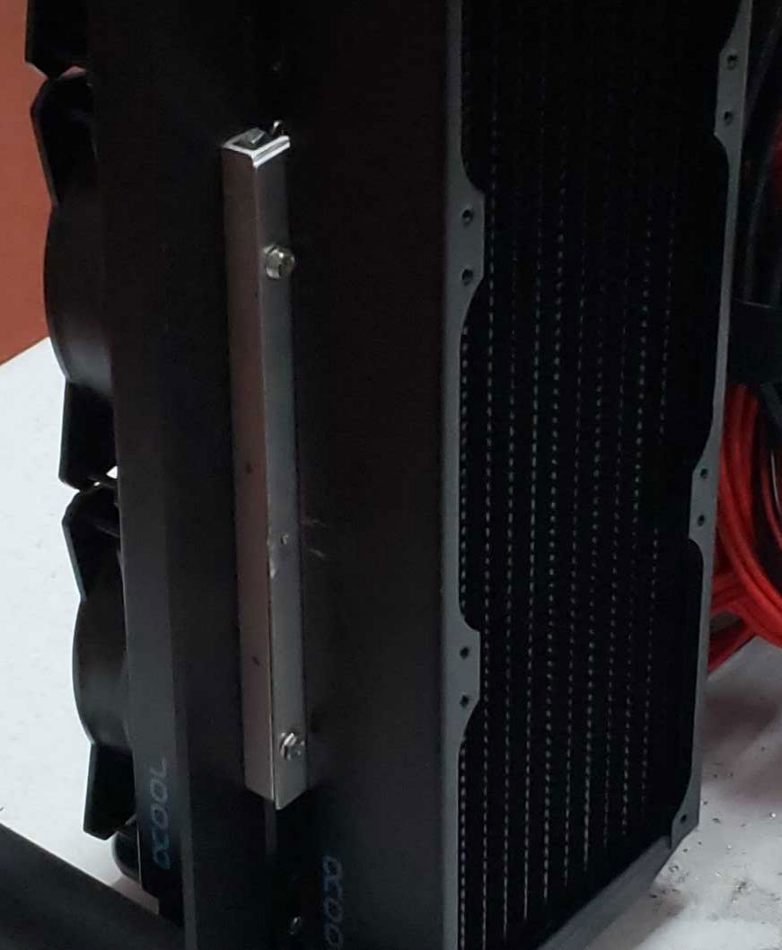 This is the rail we fabricated. Everything we used can be found at Home Depot.