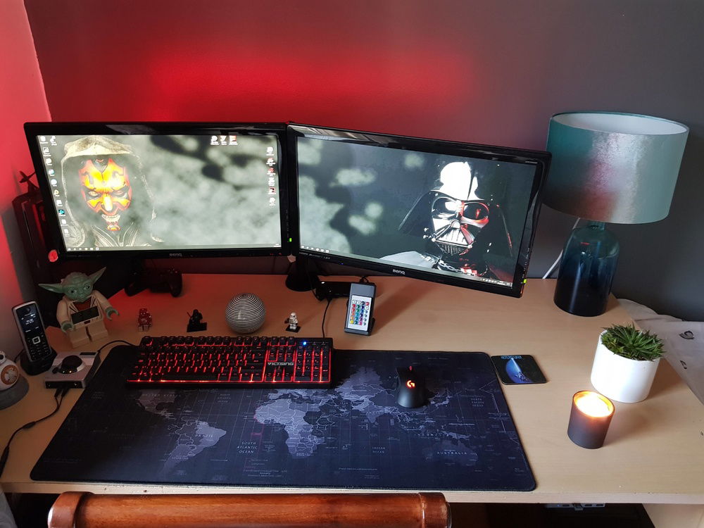 Desk setup when I was upstairs - have moved downstairs now and have new Corsair Keyboard now