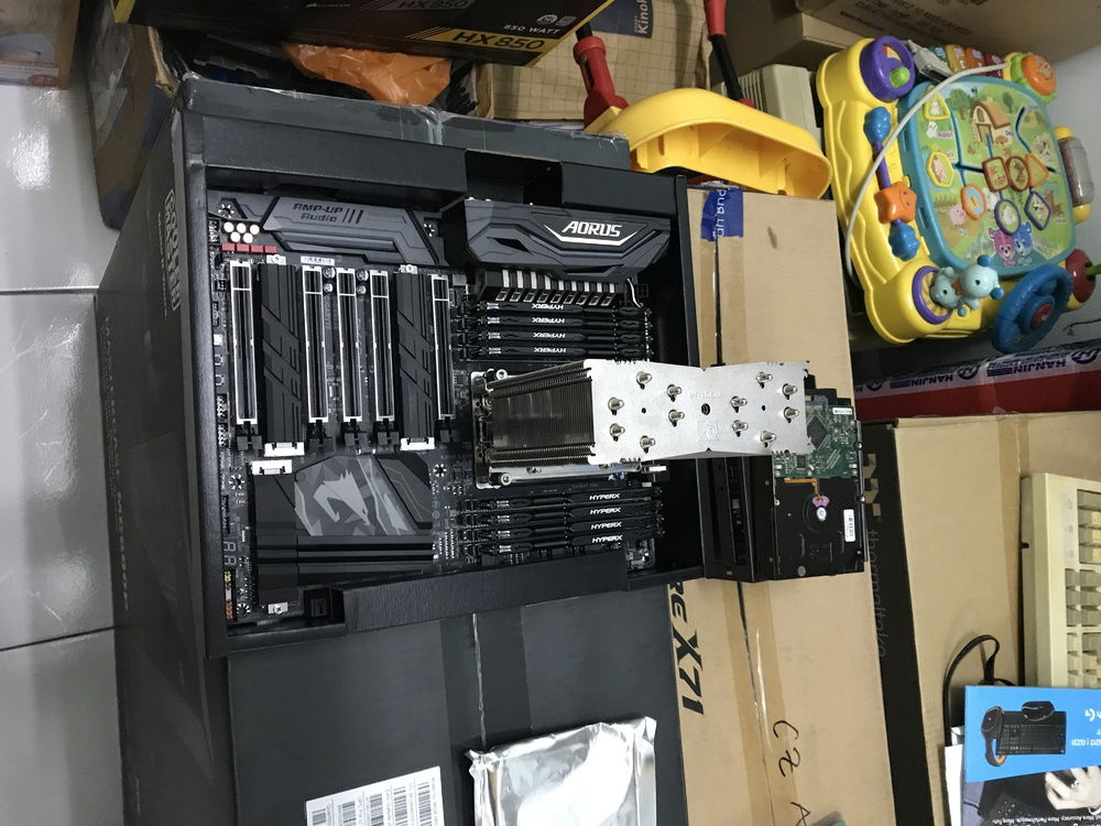 Heat sink on. We’re using a Noctua NH-U14S TR4-SP3.