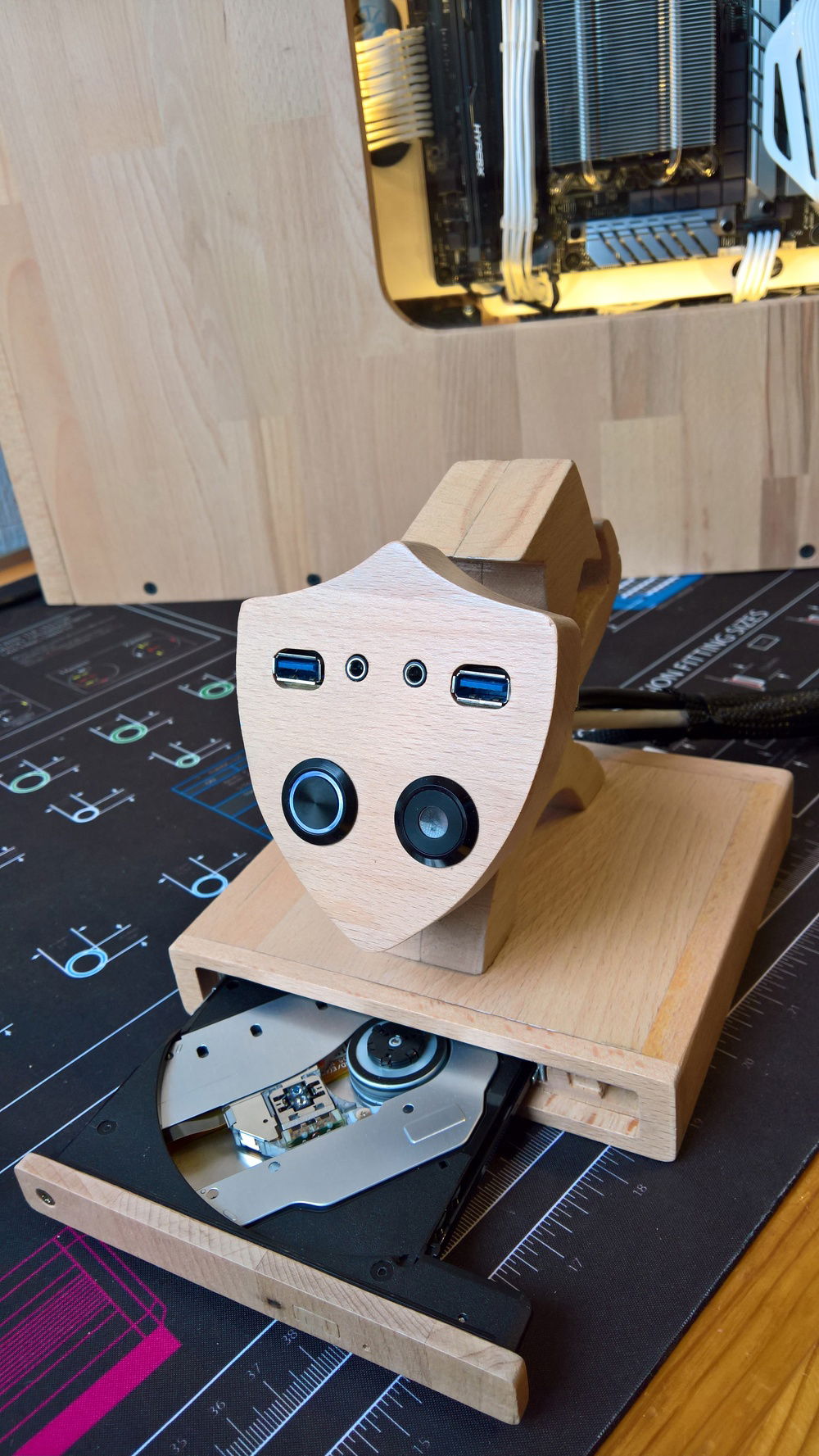 Also integrated the DVD player with even a wooden front and button!