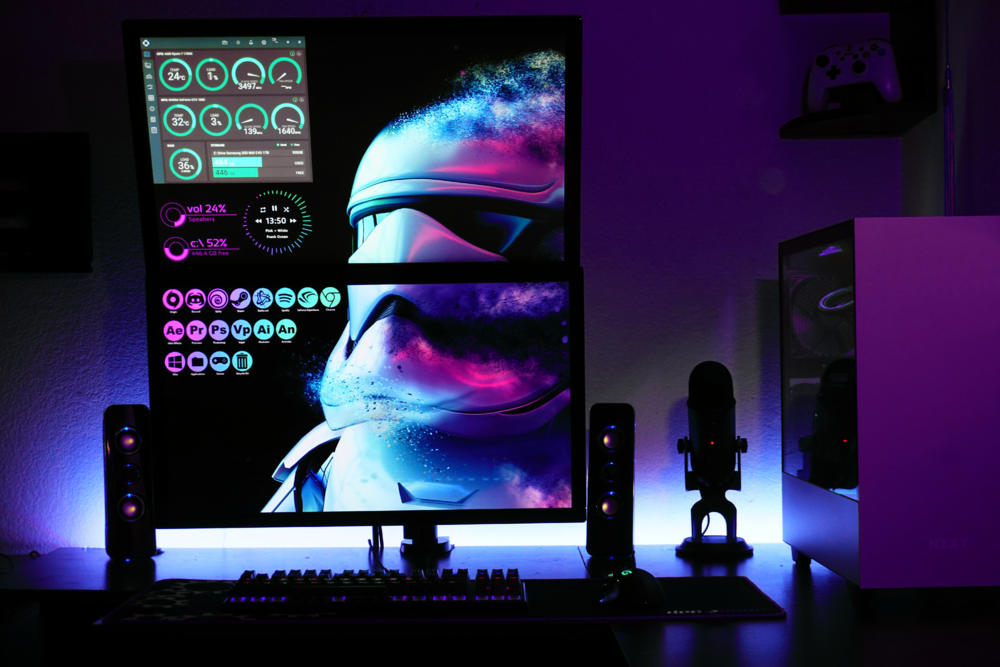 The whole desk setup.