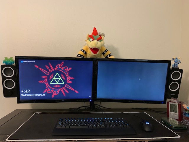 Monitors and keyboard