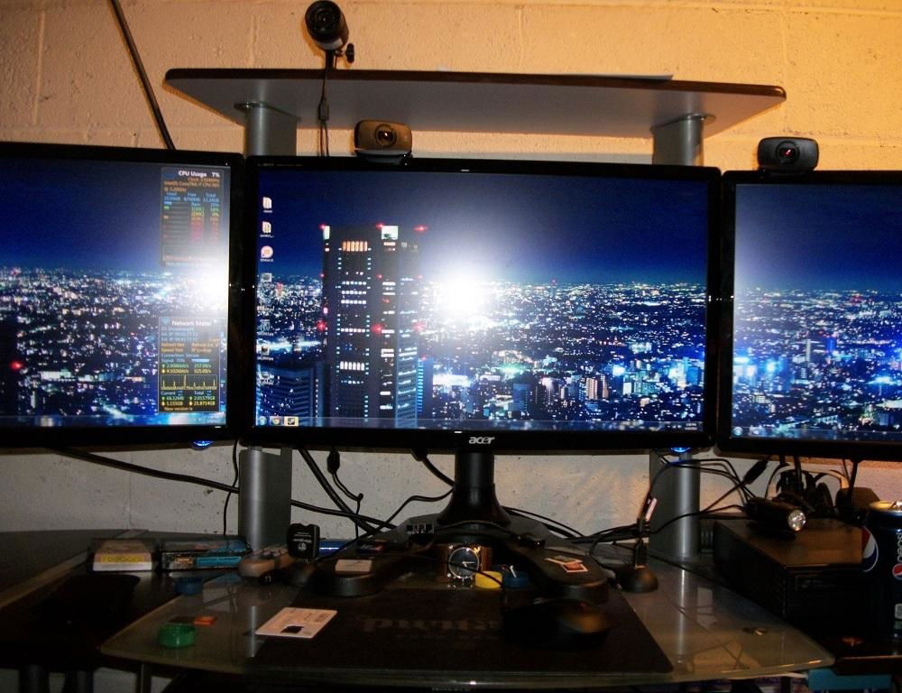 The 3 monitors.