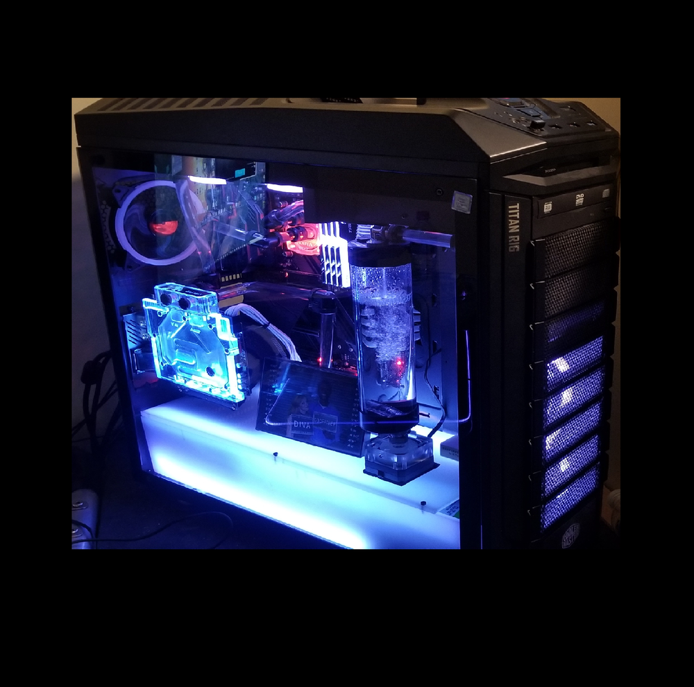 bottom PSU cover made with acrylic and has RGB strips in it
haven't seen anybody make one . im sure  somebody can improve my idea  