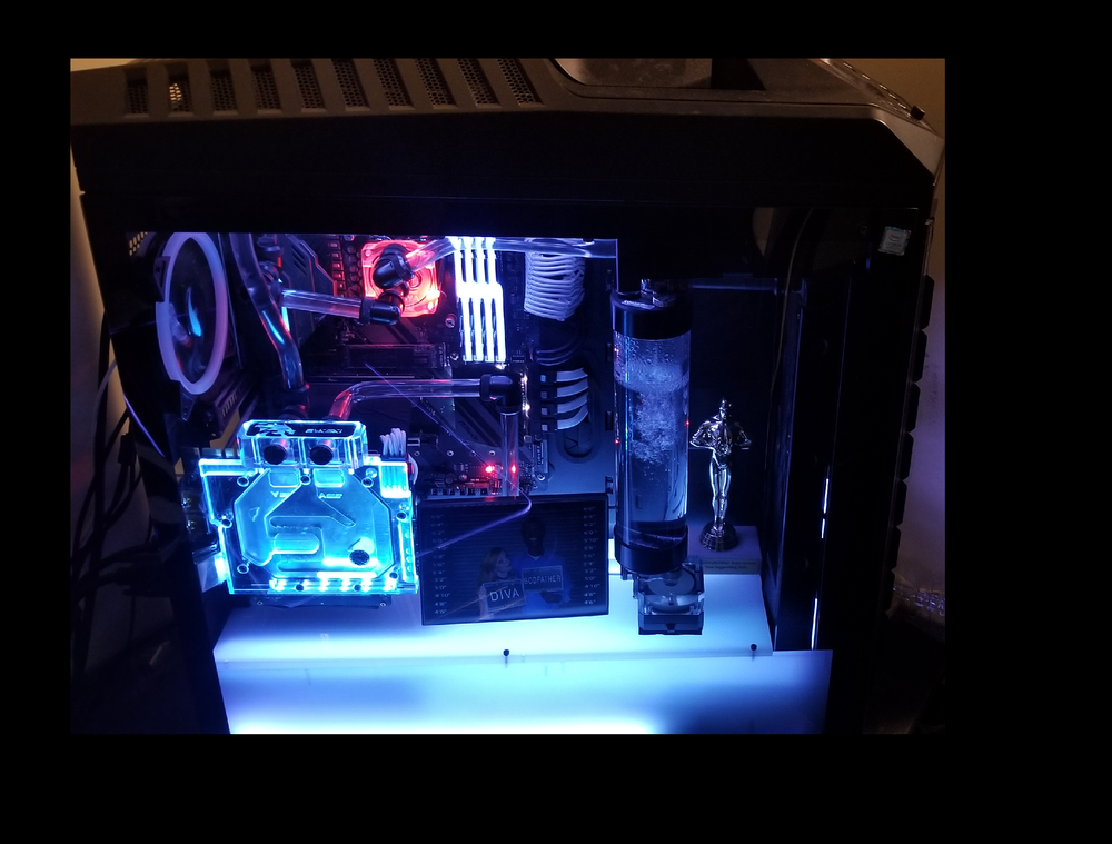 bottom PSU cover made with acrylic and has RGB strips in it
haven't seen anybody make one . im sure  somebody can improve my idea  