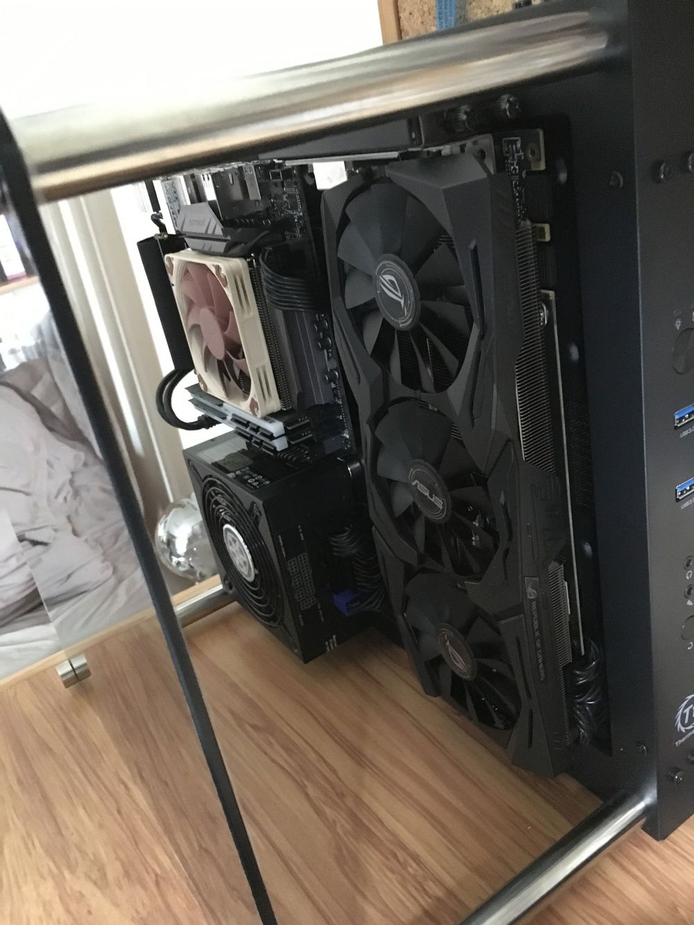 GPU mounted vertically.
