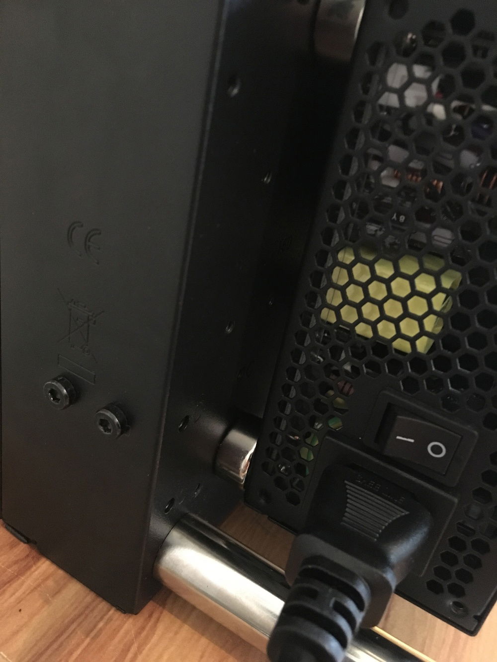 Magnets holding the PSU in place. So far so good.