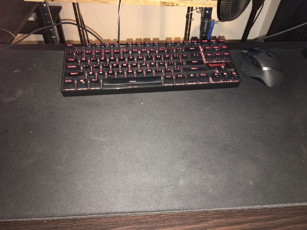 My keyboard (Red Dragon Kumara), mouse (Logitech G602), and mouse pad (Magic Eagle 16"x36")