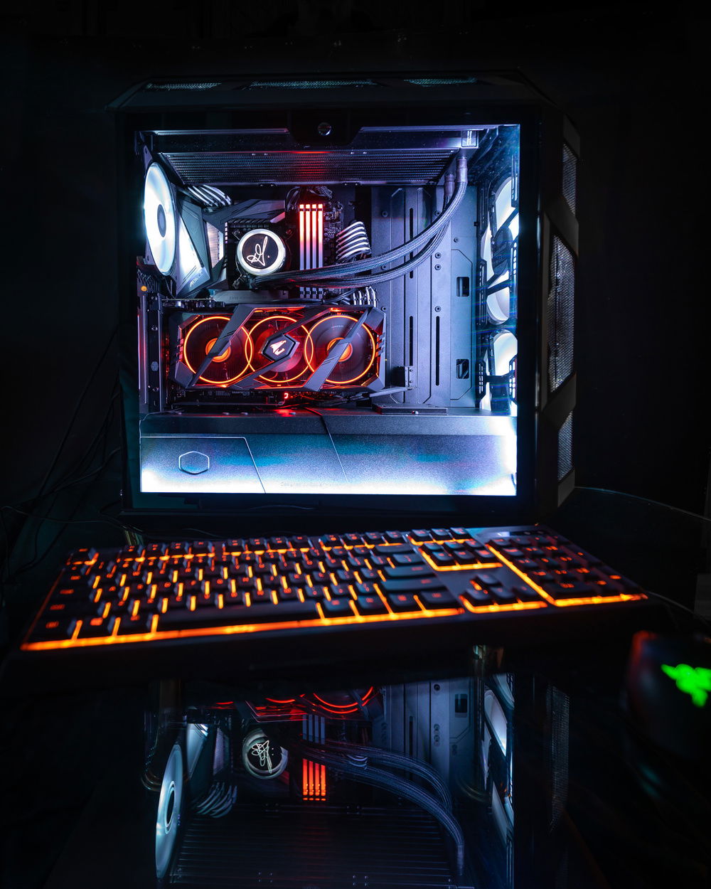 The finished build with a "Fire and Ice" theme.