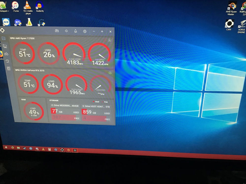 Pc temp and frequency in load