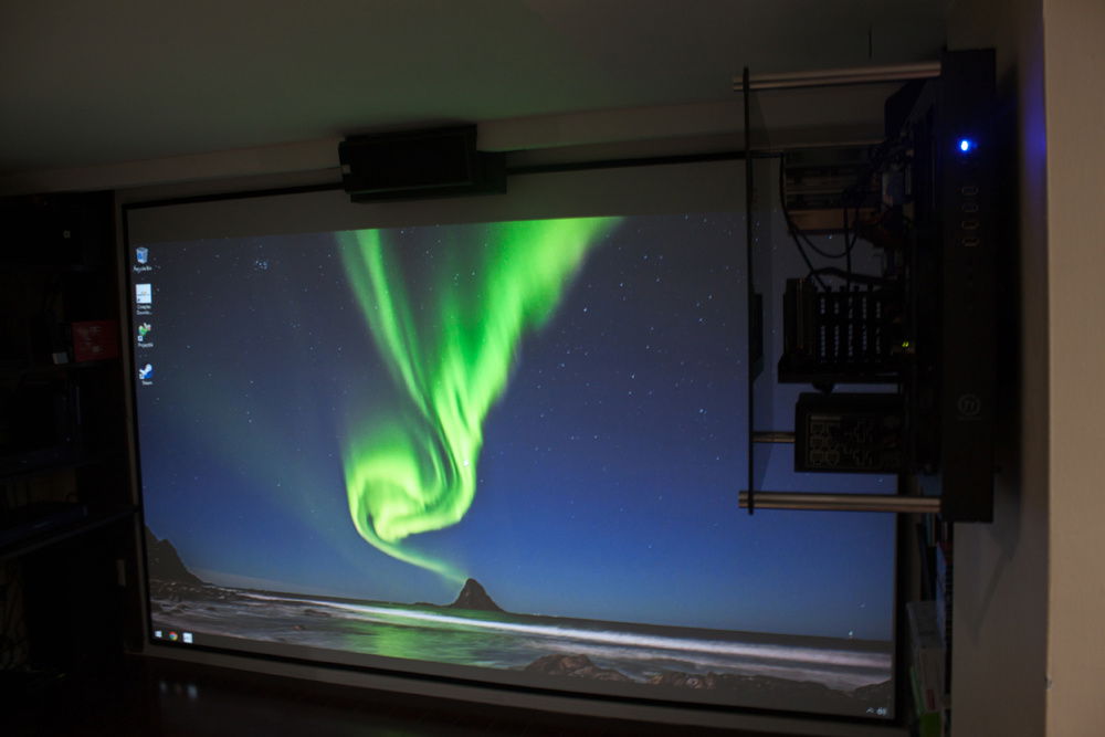 Mounts to a side wall, out of the way