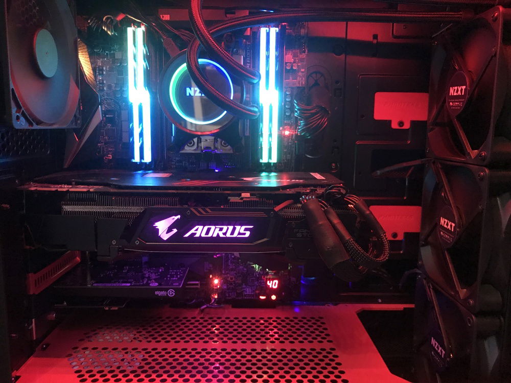 This picture focuses on the beautiful GTX 1070