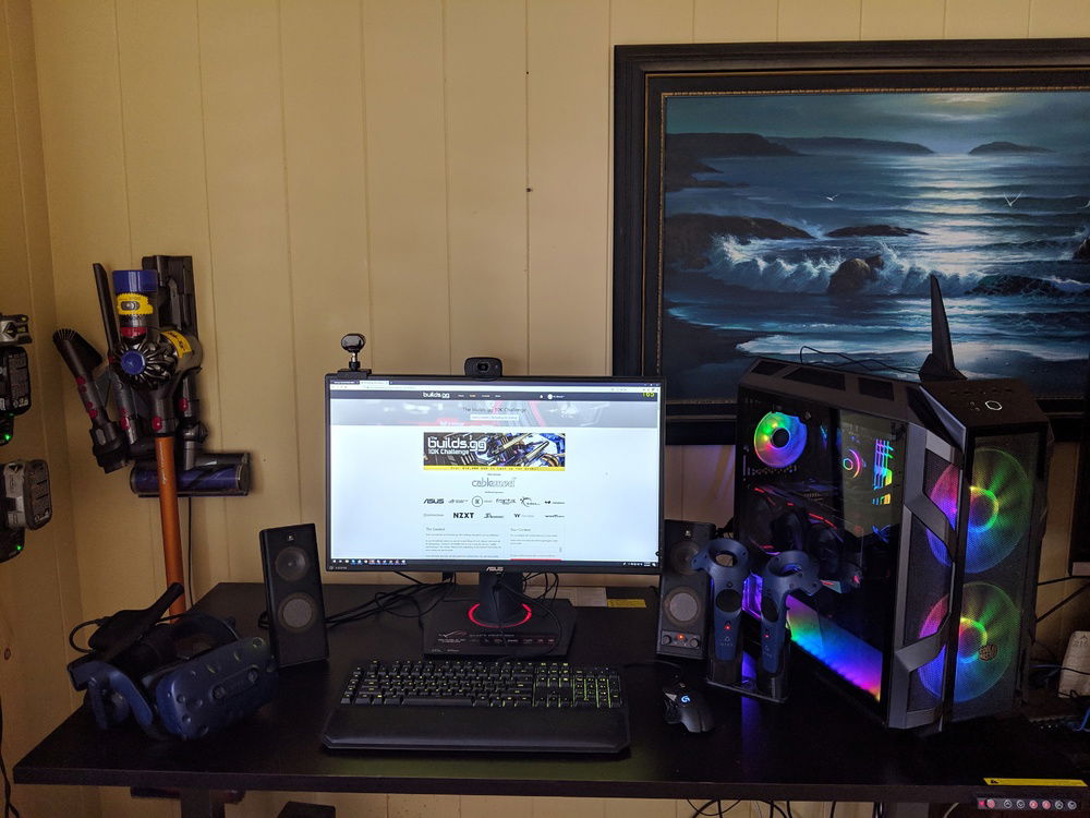 My desk with HTC Vive Pro and Wireless Adapter.