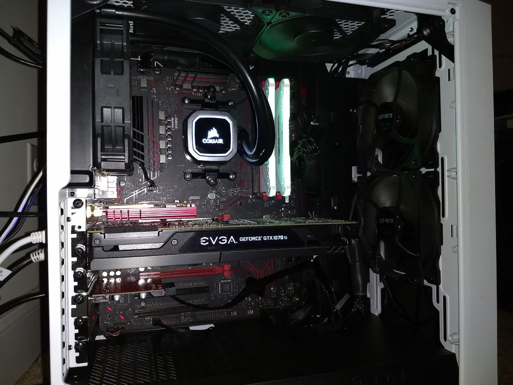The Corsair cooler is just a white light and it's extremely bright, like it's insane.