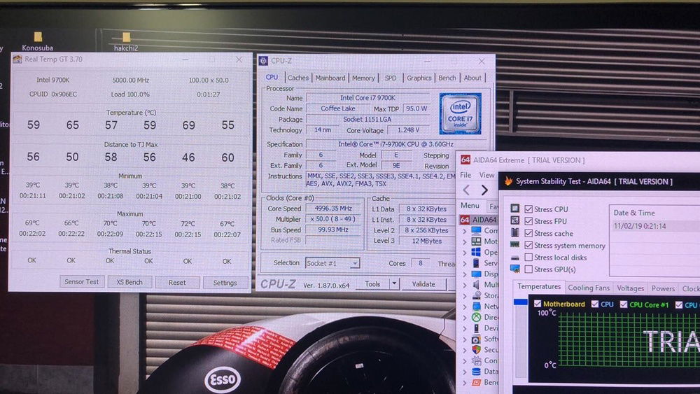 Got lucky with the 9700K from micro center and won the silicon lottery. Rock solid 5GHz @ 1.248V and 0 AVX offset