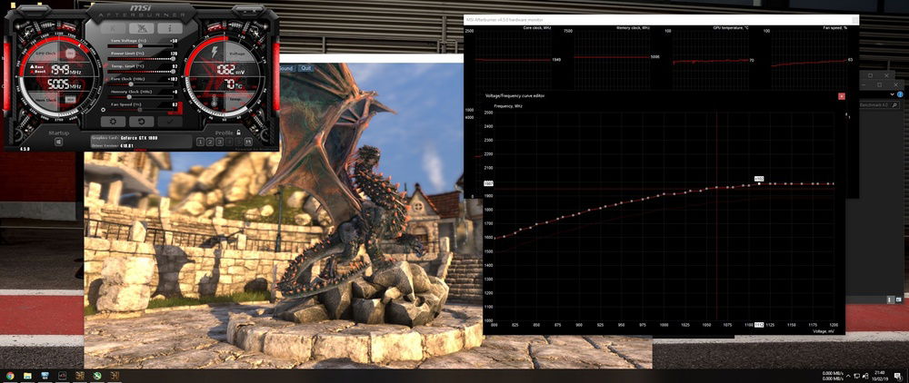 Not so lucky with the 1080 and couldn't push over 2000MHz without crashing on Heaven. Mind you that the temperature is high because i forgot the fan was set to 800rpm on a 30C day.