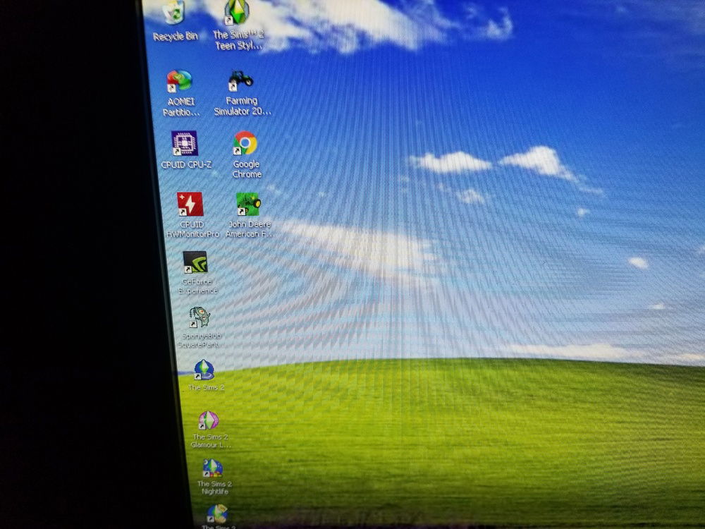 Showing XP desktop