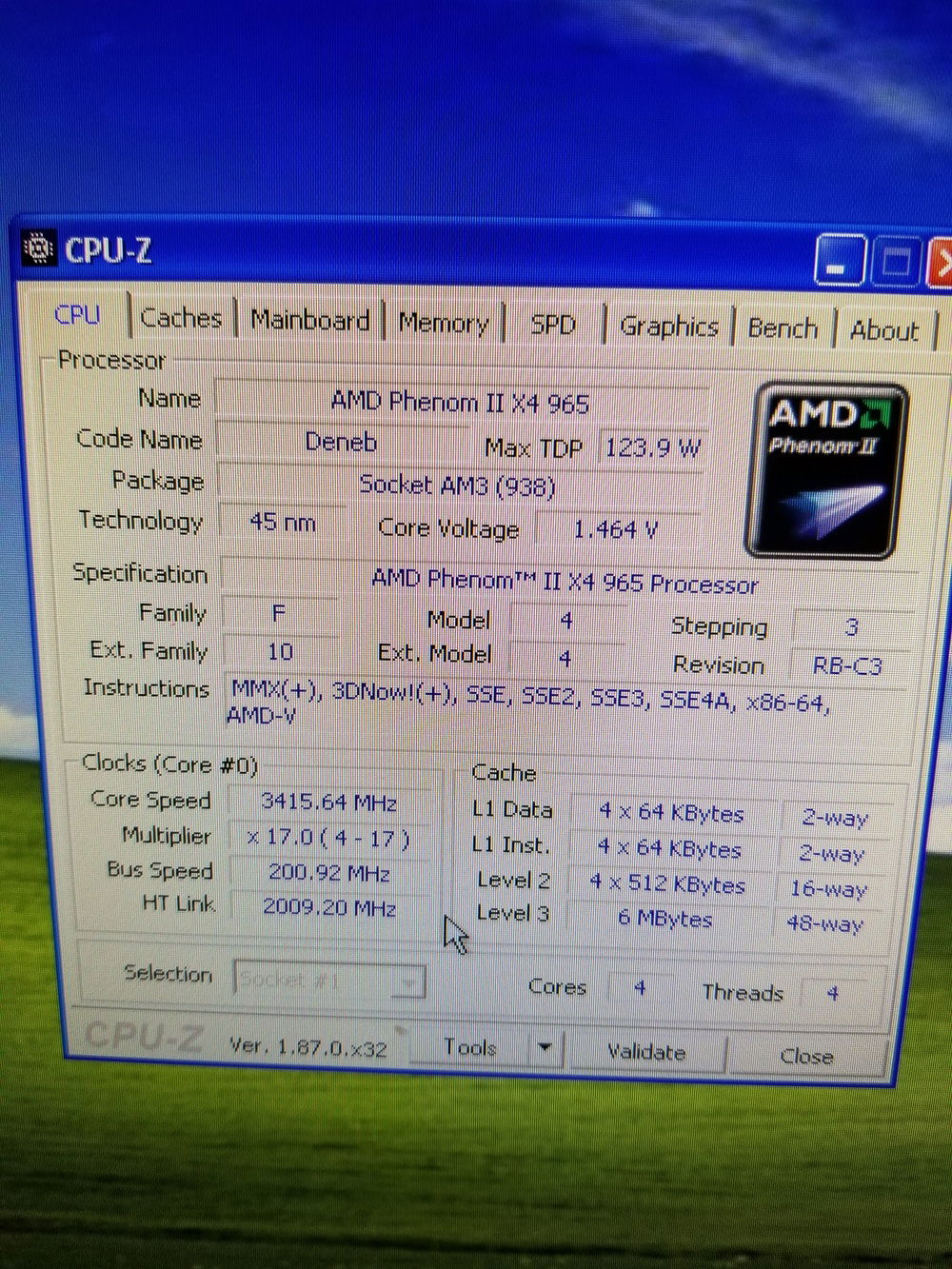 CPUID showing CPU